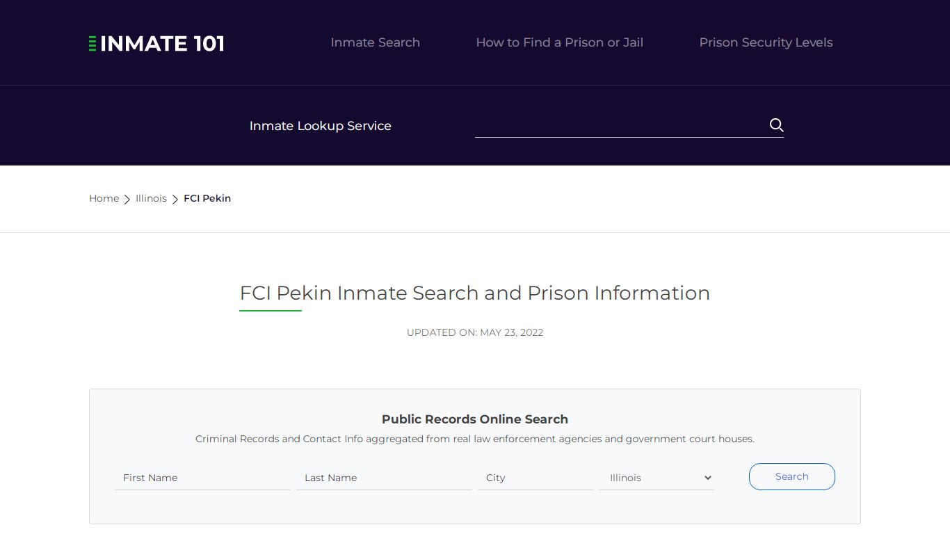 FCI Pekin Inmate Search | Lookup | Roster