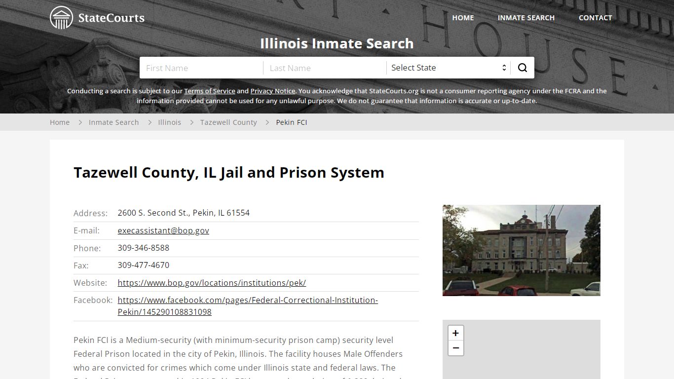 Pekin FCI Inmate Records Search, Illinois - StateCourts